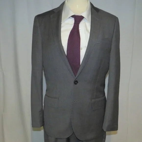 J. Crew Ludlow Tollegno Gray Weave Two Button Suit 36S